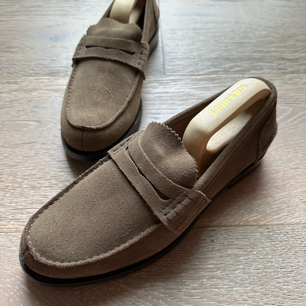 Church’s Dark Green Suede Pembrey Loafers - UK 8.5 - Made in England